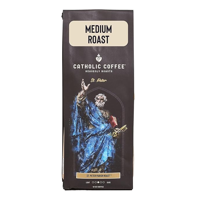 Catholic Coffee St. Peter | Medium Roast Ground Coffee ??Chocolate & Nutty Notes | 12oz Bag