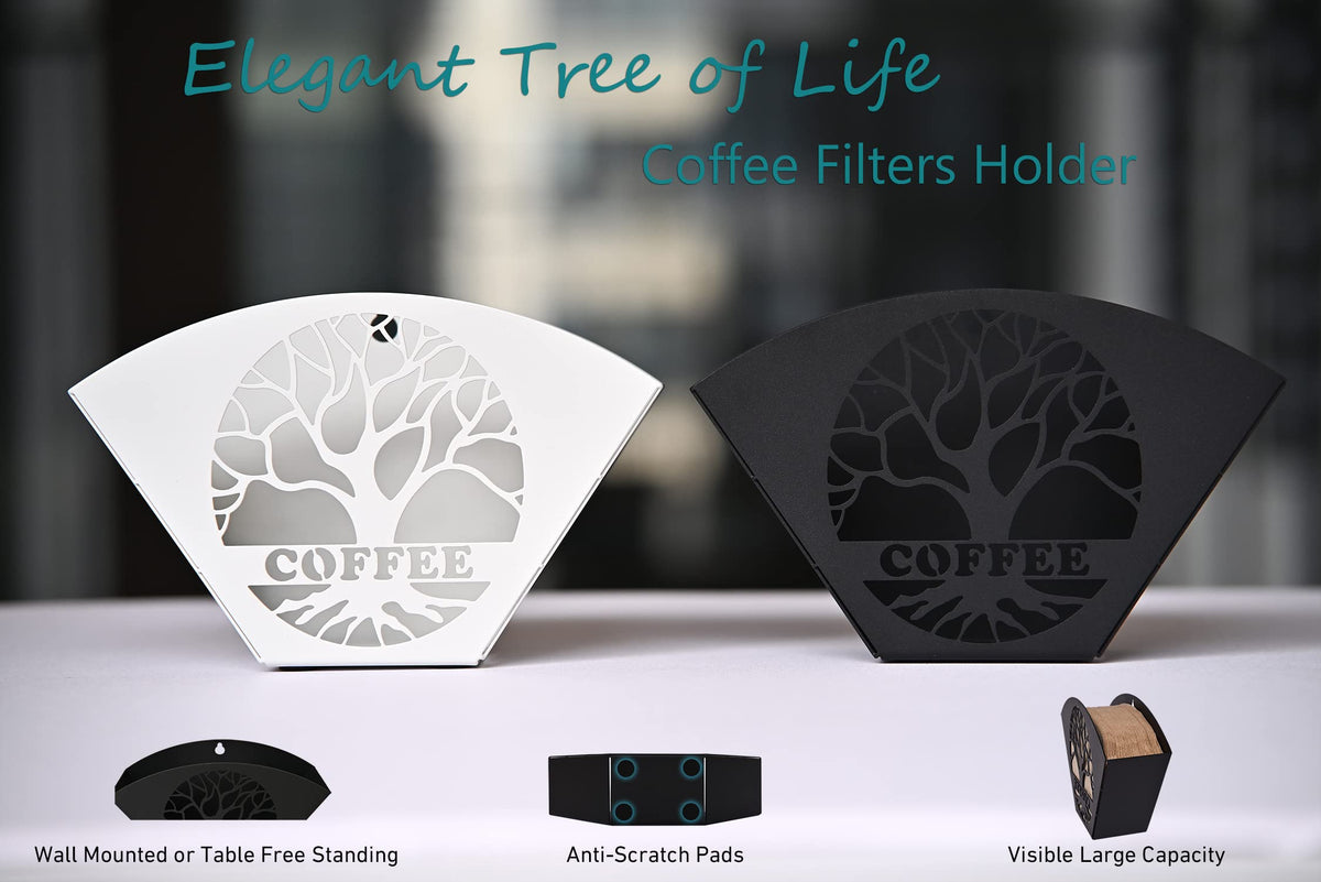 Stylish Coffee Filter Holder with Iron Fan Shape Evenly Spread out Filters, Coffee Filter Rack with