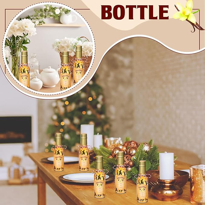 Tioncy 16 Pcs Vanilla Extract Bottles for Homemade Vanilla Jar Glass Bottle with Cap, Shrink Band