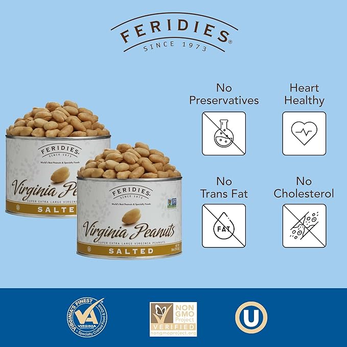 FERIDIES Extra Large Virginia Peanuts, Non-Gmo, No Preservatives, Cooked in Pure Peanut Oil
