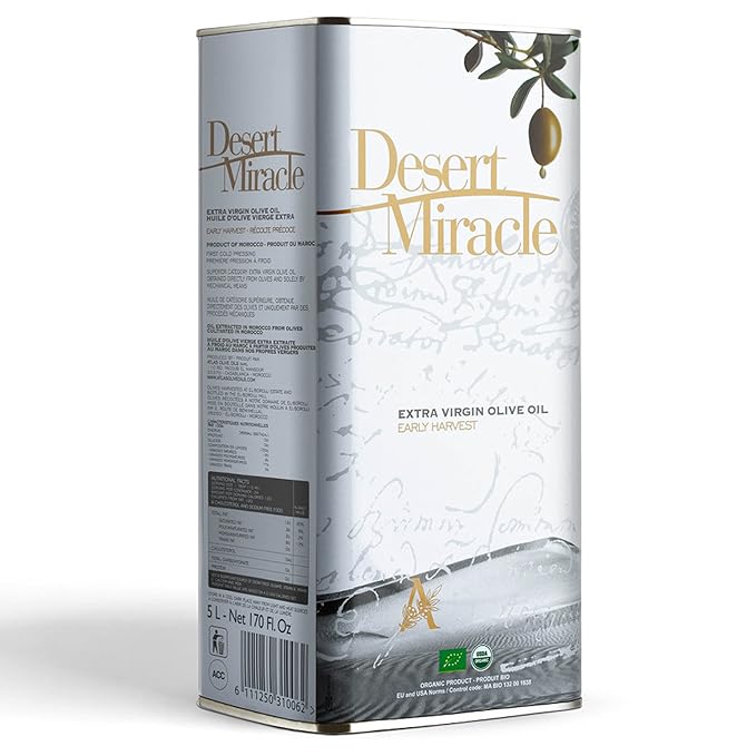 DESERT MIRACLE Cold Pressed Polyphenol Rich Moroccan Olive Oil, Extra Virgin Olive Oil with High