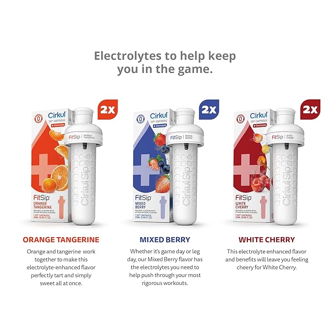 Cirkul FitSip Flavor Cartridge Variety Pack with Electrolytes, 6-Pack (2 Mixed Berry, 2 White