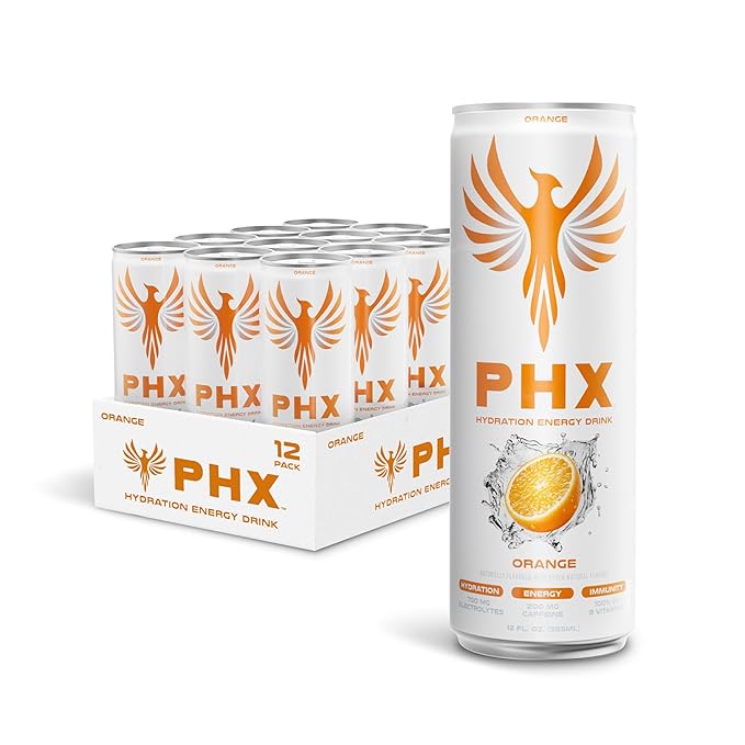 PHX Hydration Energy Drink - 700mg Electrolytes, 200mg Natural Green Tea Caffeine, 100% Daily Value