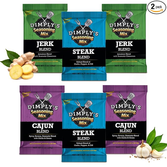 Dimply's Cajun, Jerk,Steak Seasoning Mix,Marinade and Dry Rub Perfect for Steak,Chicken,Vegetables