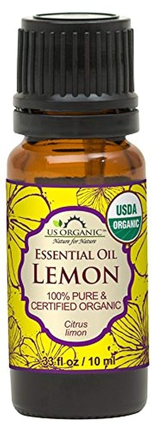 US Organic 100% Pure Lemon Essential Oil - USDA Certified Organic, Cold Pressed - W/Euro droppers