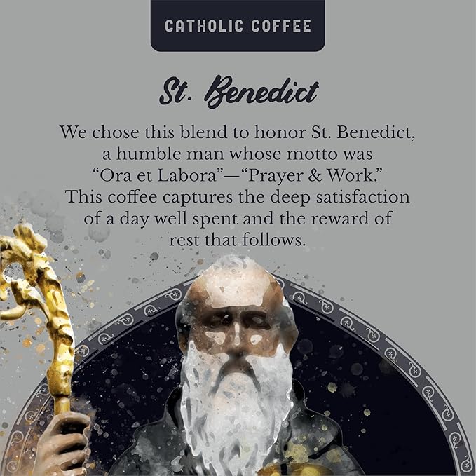 Catholic Coffee St. Benedict | Chocolate Hazelnut Flavored Medium Roast Ground Coffee | 12oz Bag