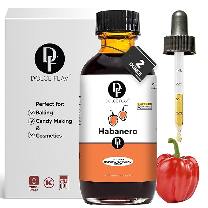 Dolce Flav Natural Habanero Extract (Oil-Soluble) 2 oz ??Kosher, Sugar-Free, Concentrated Spicy