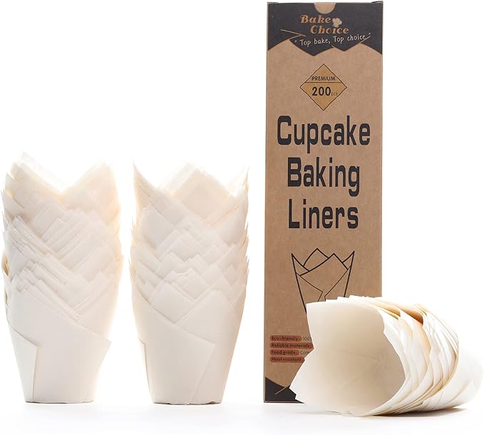 Nordic Paper 200pcs White Tulip Cupcake Liners for Baking Cups EU Parchment paper Tulip Muffin