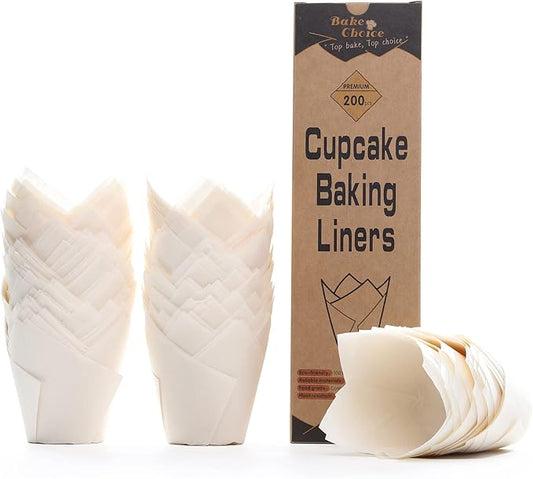 Nordic Paper 200pcs White Tulip Cupcake Liners for Baking Cups EU Parchment paper Tulip Muffin