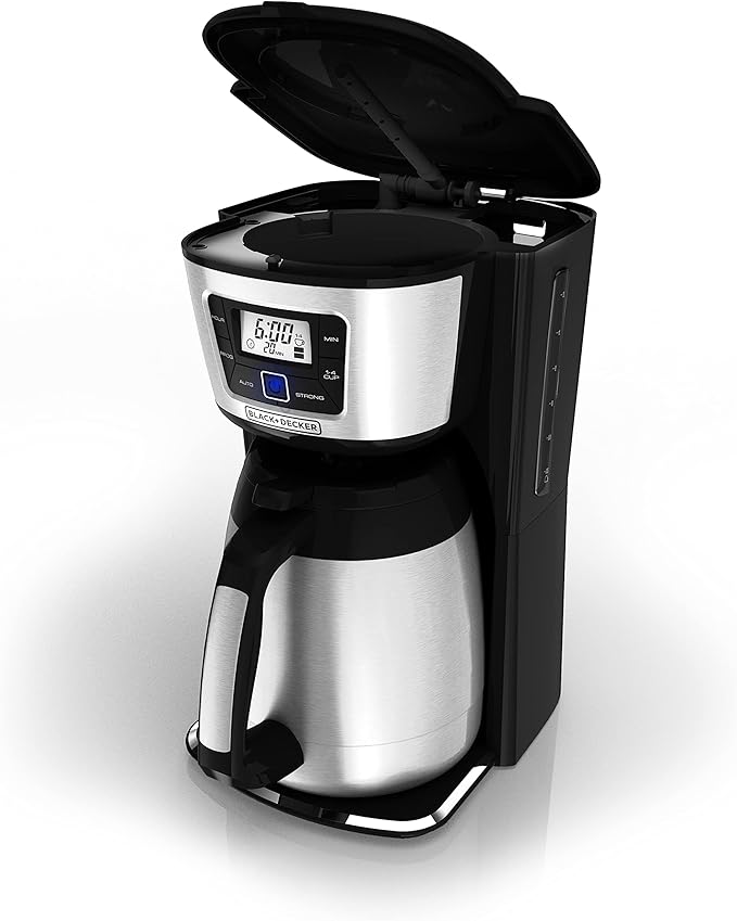 BLACK+DECKER 12-Cup Thermal Coffee Maker, Keep Coffee Hot with Insulated Stainless Steel Carafe