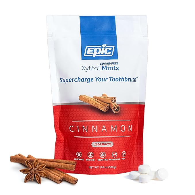 Epic 100% Xylitol Mints - Aspartame Free, Sugar Free - Cinnamon Flavored Mints, 1000 Pieces (Pack