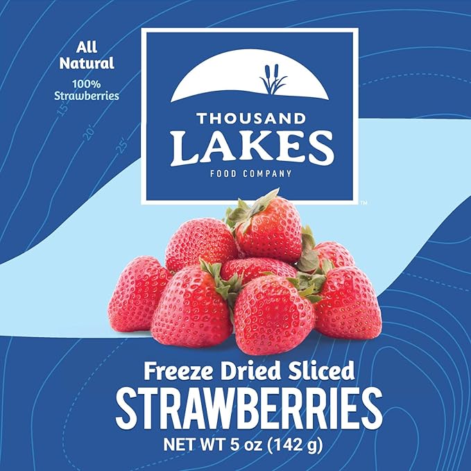 Thousand Lakes Freeze Dried Sliced Strawberries, Premium Fruit - Bulk 5 oz | No Sugar Added | 100%