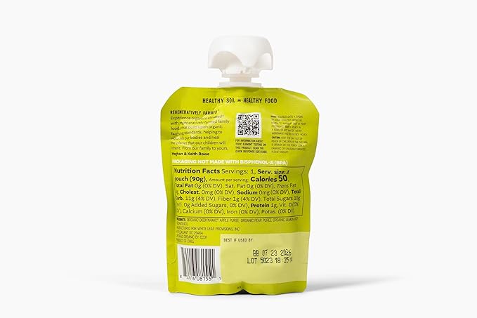 White Leaf Provisions Biodynamic & Organic Pear Apple Sauce, 12.7 Ounce (Pack of 6)