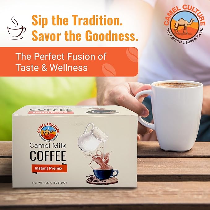 Camel Milk Coffee Instant Premix Sachets - Nutrient Rich - Instant Coffee - 15G x 12 Sachets