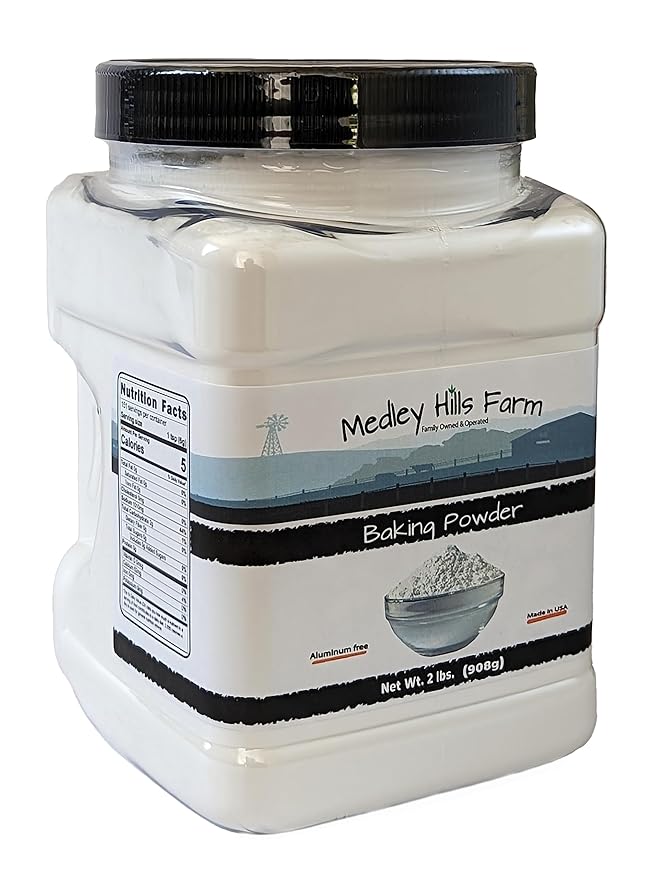 Baking Powder aluminum free by Medley hills farm 2 Lbs. in Reusable Container - Double acting