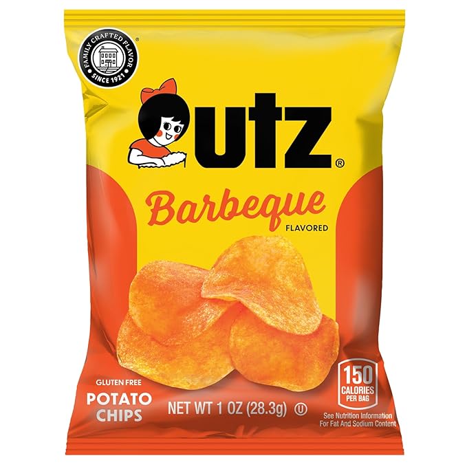 Utz Potato Chips, Barbeque - 1 Ounce (Pack of 60), Crispy Potato Chips Made from Fresh Potatoes
