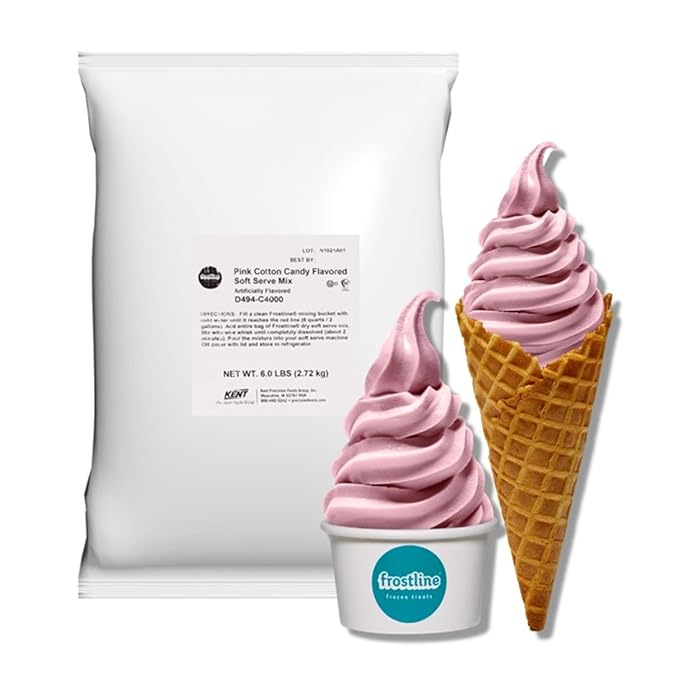 Frostline Pink Cotton Candy Soft Serve Ice Cream Mix, Lactose & Gluten Free- Just Add Water, Dairy