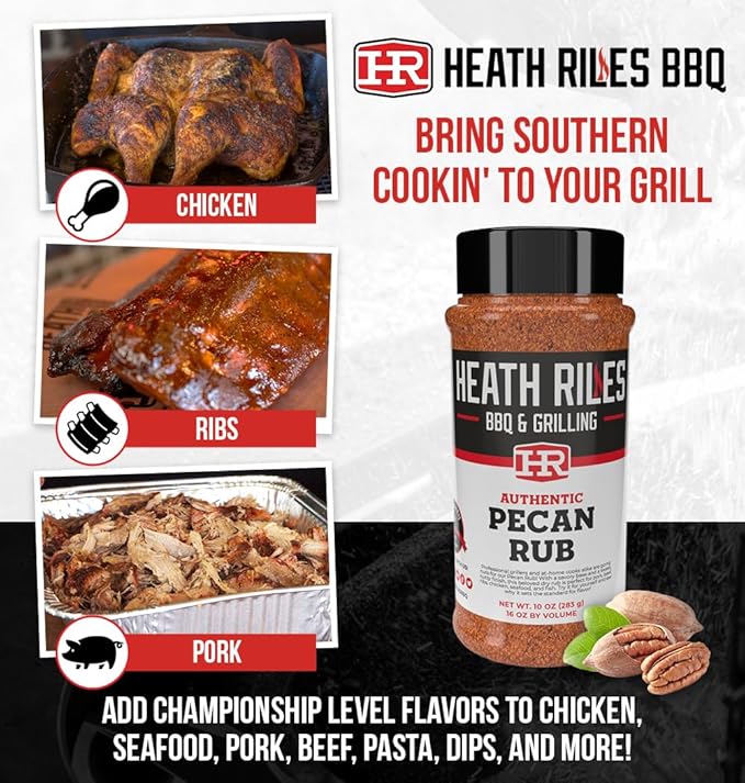 Heath Riles BBQ Rub - Pecan Seasoning, Champion Pitmaster Recipe, Legendary Rubs For Smoking &