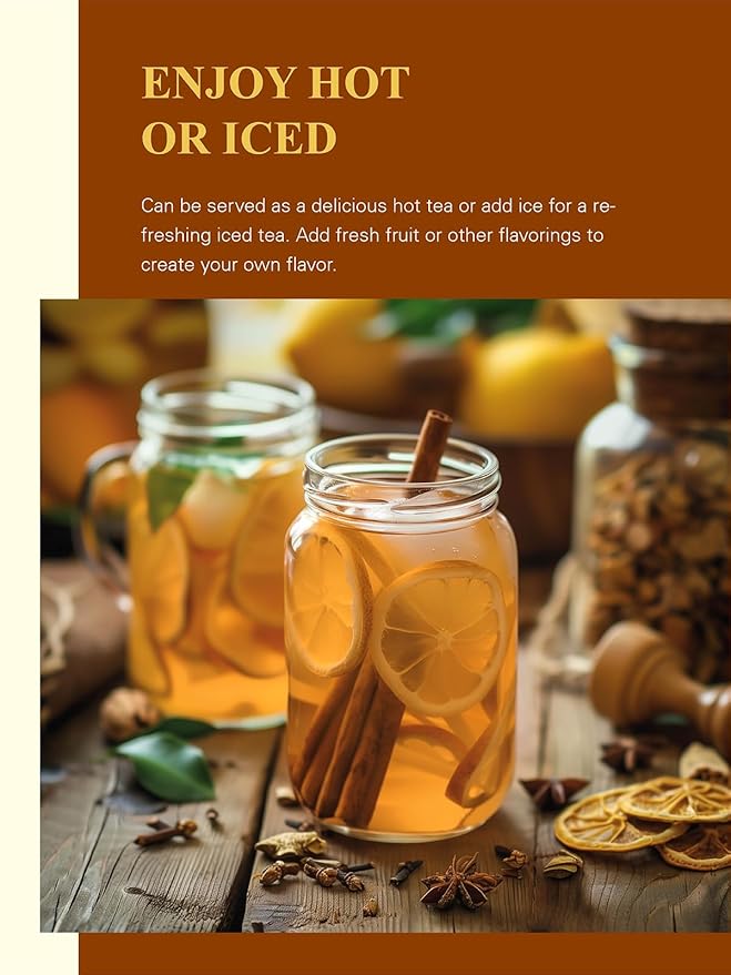GLDNT Organic Cinnamon Tea Bags, Cinnamon Herbal Tea, Sweet & Slightly Spicy Flavor, Caffeine Free