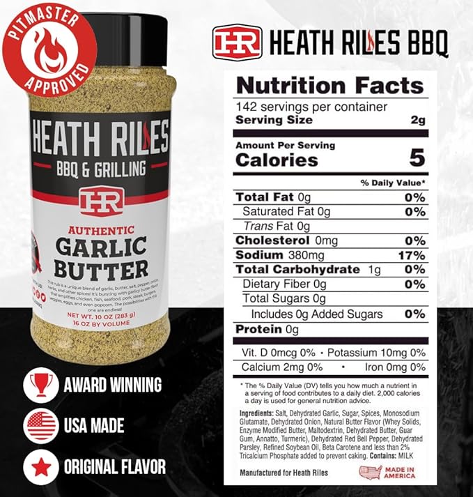 Heath Riles BBQ Rub - Garlic Butter Seasoning, Champion Pitmaster Recipe, Legendary Rubs For