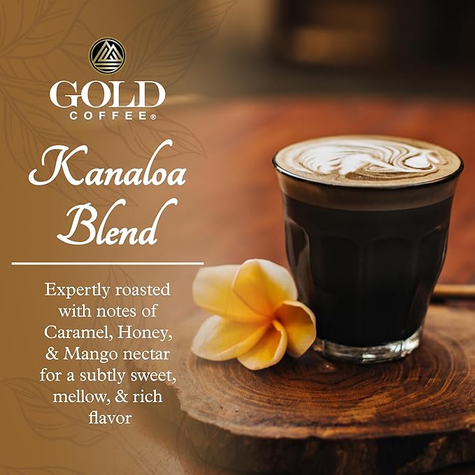 Gold Coffee | Kanaloa Premium House Blend, Medium Roast, Ground |100% Arabica Coffee, 1 lb.