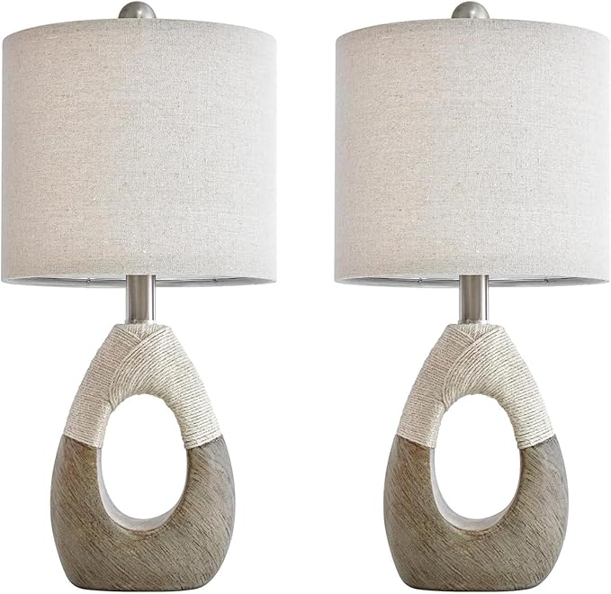 OYEARS 19” Boho Table Lamps Bedroom Living Room Set 2,Suitable for Small Space,Small Farmhouse