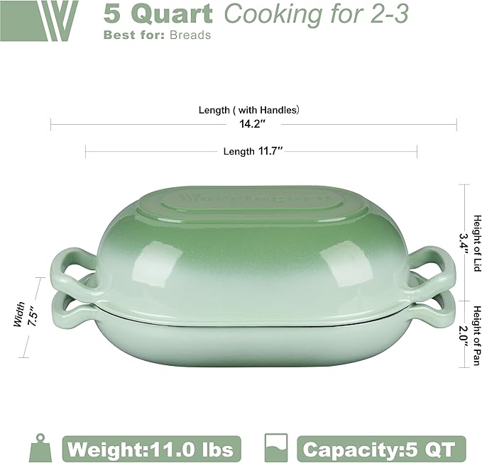 Enameled Cast Iron Sourdough Bread Oven, Dutch Oven, Loaf Cast Iron Bread Pan for Homemade Bread