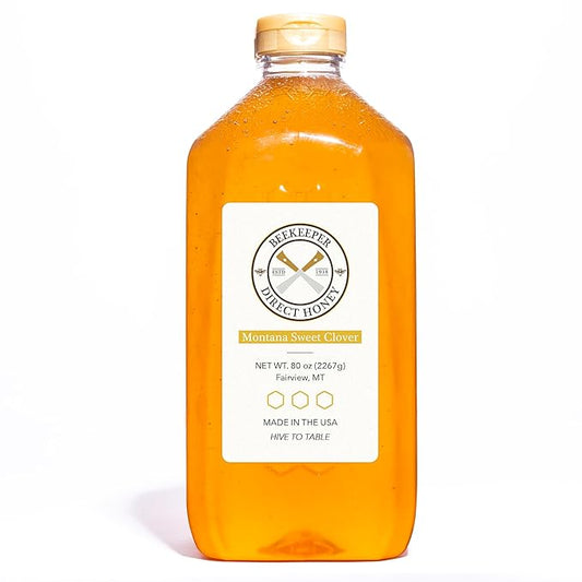 Beekeeper Direct Raw Unfiltered Honey - Real Raw Sweet Clover Honey - All Natural Non-GMO Pure
