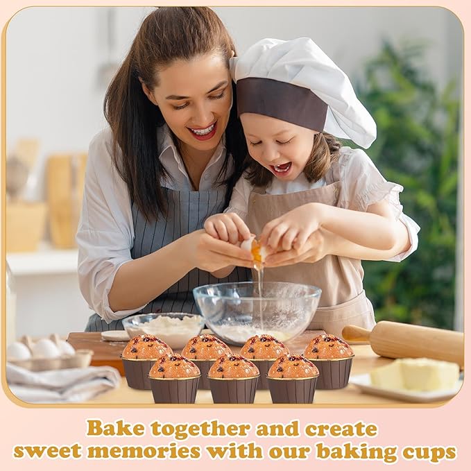 300 Pack Brown Gold Cupcake Cups Bulk Disposable Foil Muffin Liners 3.5 oz Wrappers for Baking