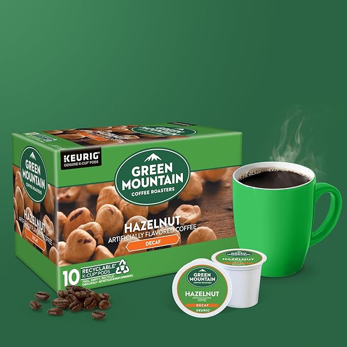 Green Mountain Coffee Roasters Hazelnut Decaf Keurig Single-Serve K-Cup pods, Light Roast Coffee