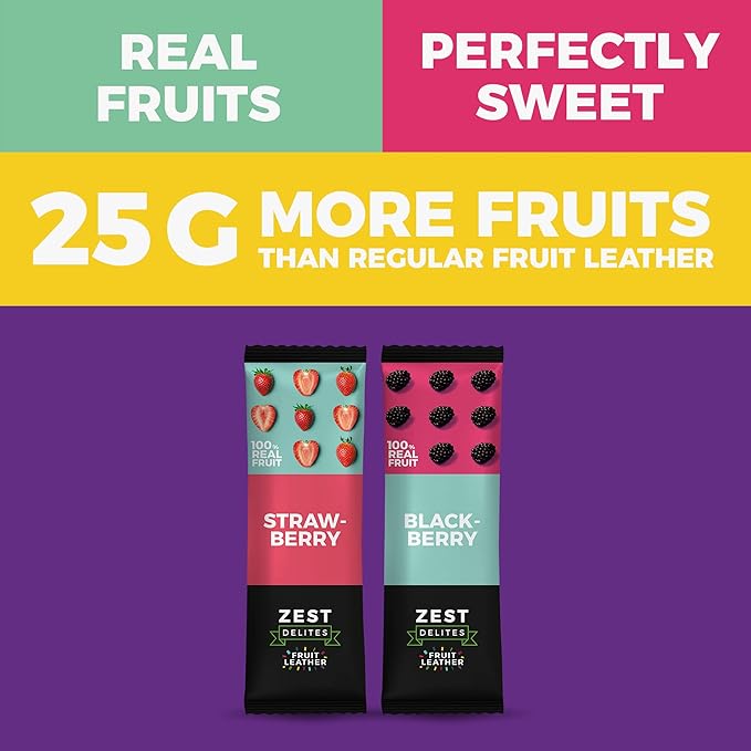 Dried Fruit Bars by Zest Delites, Fruit Leather, Healthy Snacks Pack for Adults & Kids, Lavashak