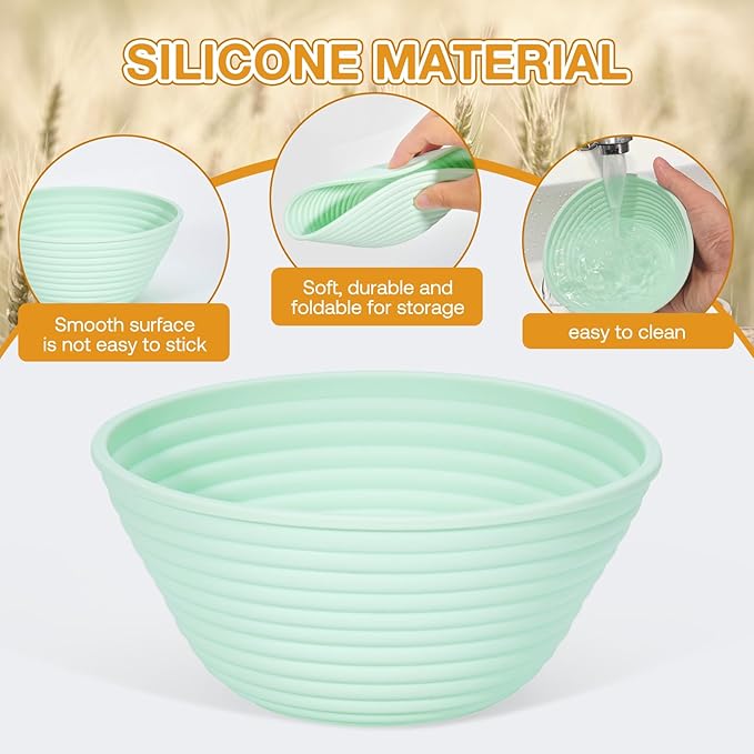 Silicone Banneton, Sourdough Bread Baskets (Set of 6, 5 Inch), Round Proofing Bread Bowls with