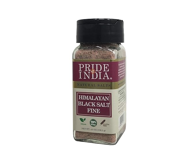 Pride Of India - Himalayan Black Rock Salt - Fine Grind, (4.8 oz) - Kala Namak, Contains 84+