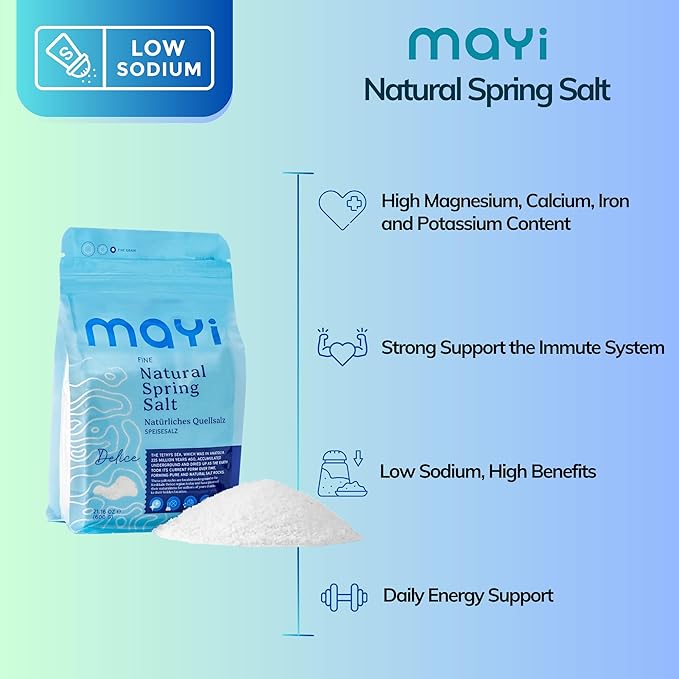 MAYİ Natural Spring Fine Ground Salt 1.2 lb - Hand-Harvested, Kosher, Microplastic-Free