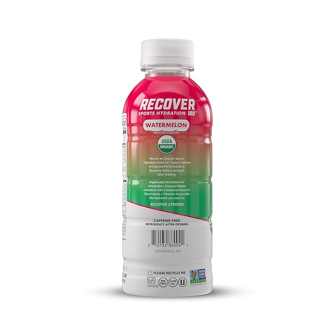 RECOVER 180 Organic Sports Hydration Drink, No Sugar Added, 20 Calorie Sports Beverage, Organic