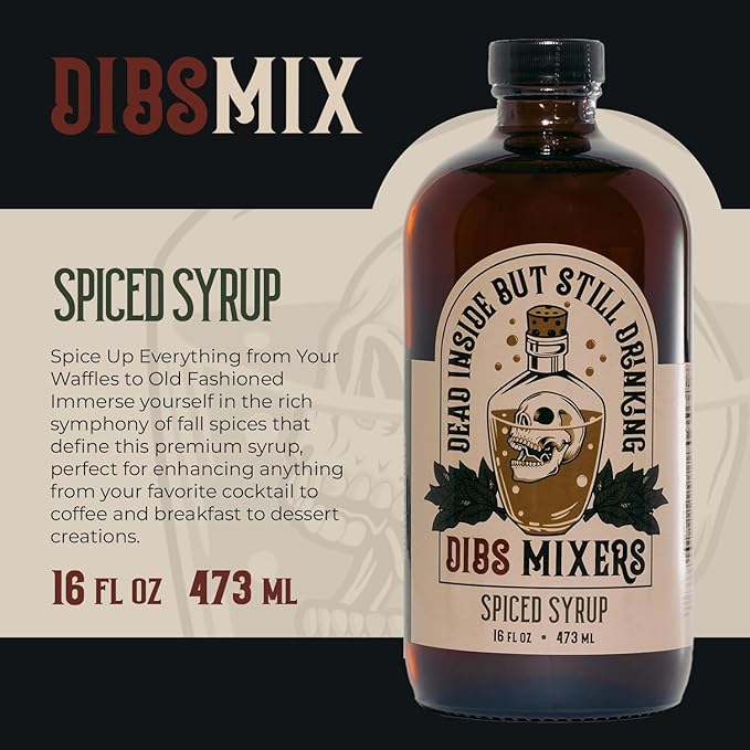 Dibs Mixers Spiced Syrup - Fall Spice Blend for Cocktails, Coffee, Pancakes & Desserts - With