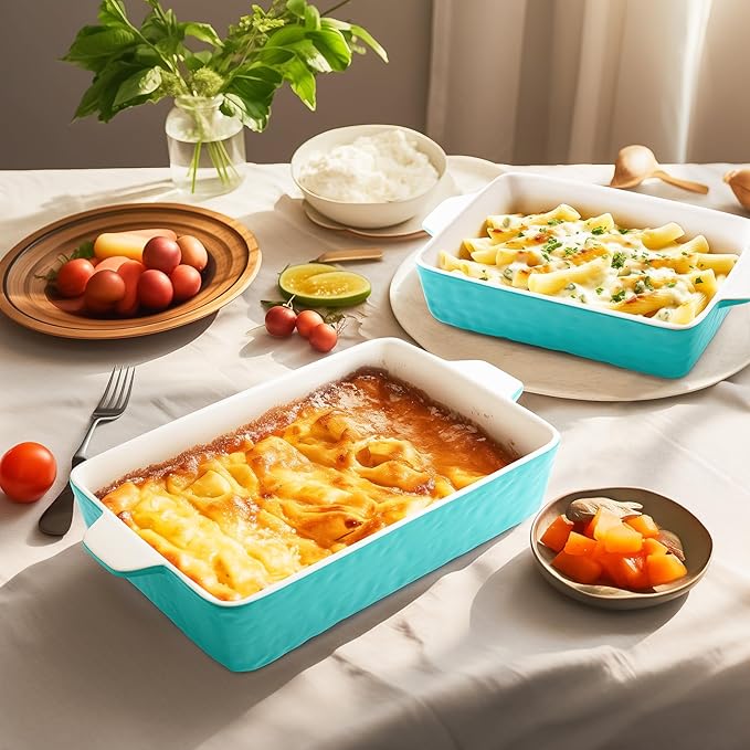 Casserole Dishes for Oven, Ceramic Baking Dishes, Lasagna Pan with Handles, Porcelain Baking Pan