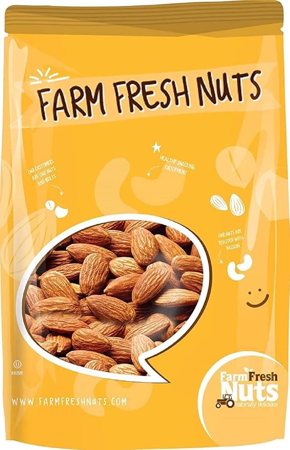 Dry Roasted Unsalted Nonpareil Supreme California Almonds (2 Lbs.) - Vegan & Keto Friendly - Oven