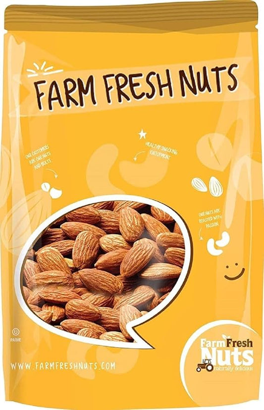 Dry Roasted Unsalted Nonpareil Supreme California Almonds (1 Lb.) - Vegan & Keto Friendly - Oven