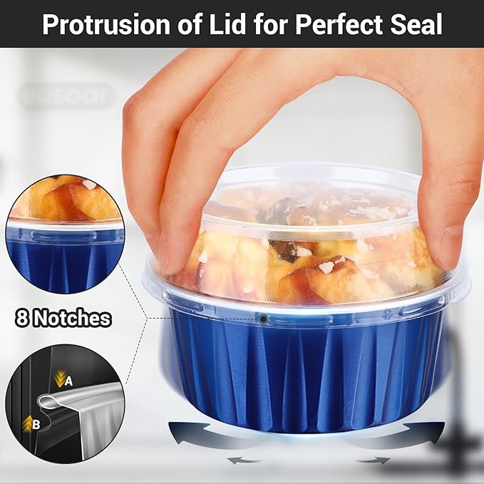 EUSOAR Mini Aluminum Pans with Lids, 30pcs 5oz Disposable Aluminum Foil Cupcake Liners Ramekins