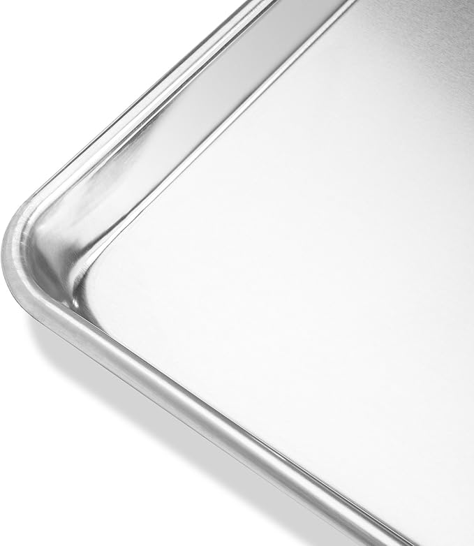 Last Confection 6 Cookie Baking Sheets 9" x 13" - Small Rimmed Aluminum Jelly Roll Trays - Quarter