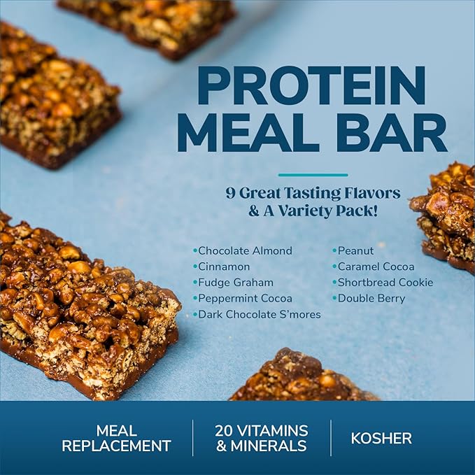 WonderSlim Meal Replacement Protein Bar, Cinnamon, 15g Protein, 20 Vitamins & Minerals, Gluten Free
