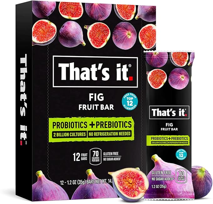 That's it. Fig Probiotic Fruit Bar Pack,. Just Real Fruit + Probiotics, 70 Calories Per Bar, All