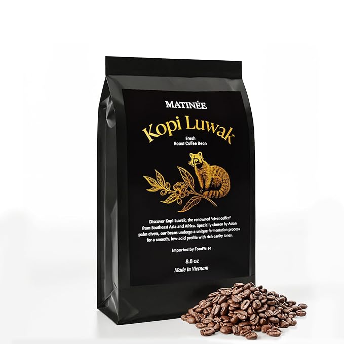 MATINÉE Wild Kopi Luwak Coffee Beans, Medium Roast, Whole Bean Beans, Civet Coffee - Sustainably