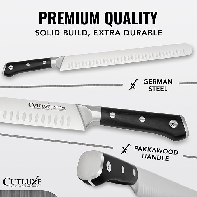 Cutluxe Brisket Knife – 12" Carving & Slicing Knife for Meat & BBQ – Razor Sharp German Steel