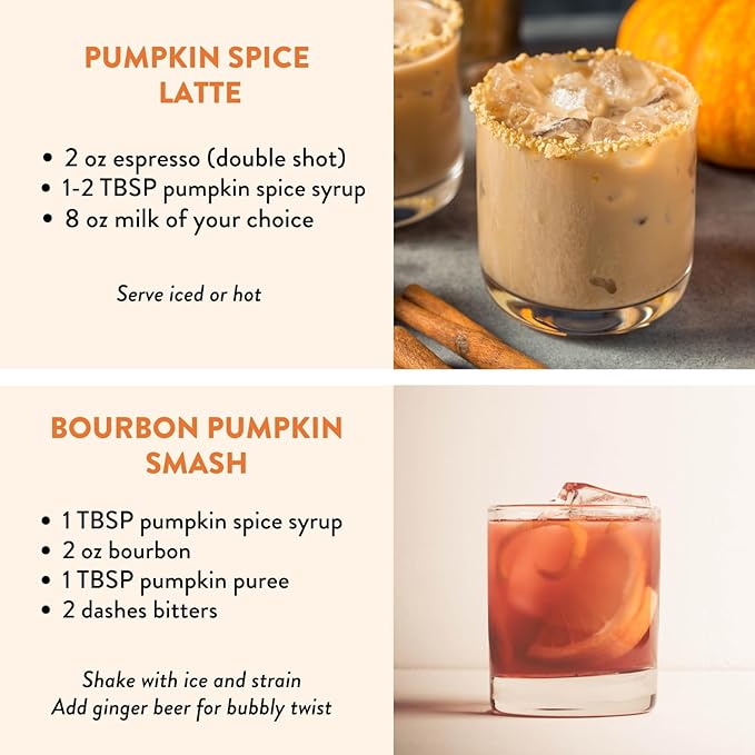 Pumpkin Spice Agave Simple Syrup for Coffee, Cocktails, Matcha - Sweetened with Agave Nectar