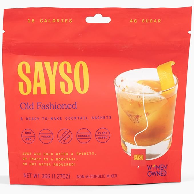 SAYSO Old Fashioned Original Craft Cocktail Tea Bag | Under 1 Min (With Bitters & Orange) | Steep