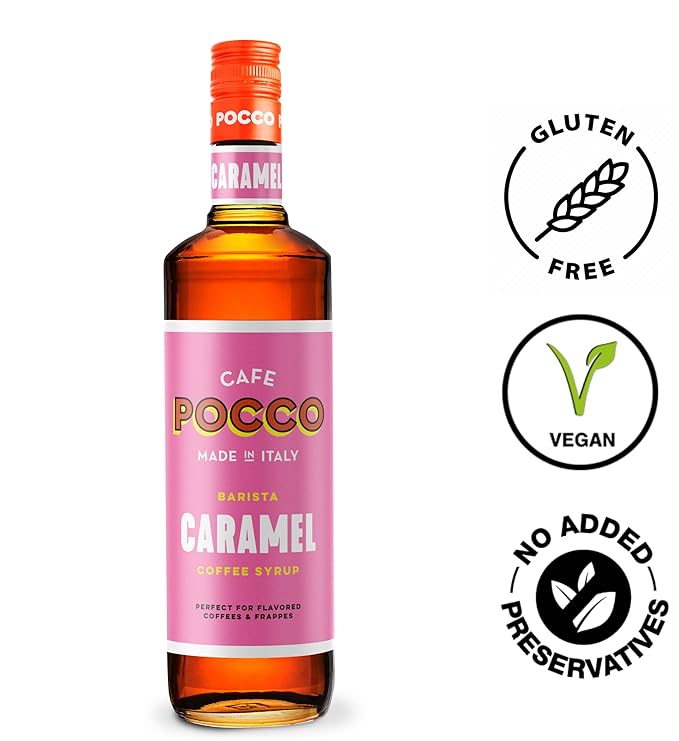 Cafe Pocco Caramel Syrup 750ml Glass Bottle (1 Bottle, Caramel)