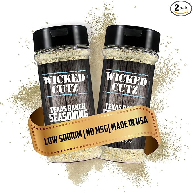 Wicked Cutz Texas Ranch Grill Seasoning Set, 2 Pack of Grilling Spices, Jerky Seasoning, Low Sodium