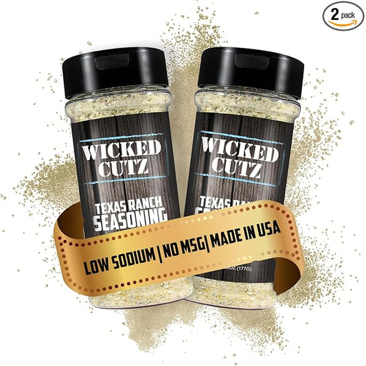Wicked Cutz Texas Ranch Grill Seasoning Set, 2 Pack of Grilling Spices, Jerky Seasoning, Low Sodium